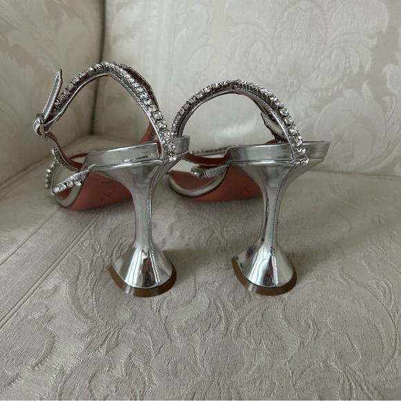 Sexxxxy AMINA MUADDI Gilda crystal-embellished metallic-leather sandals size 40 - Picture 9 of 11